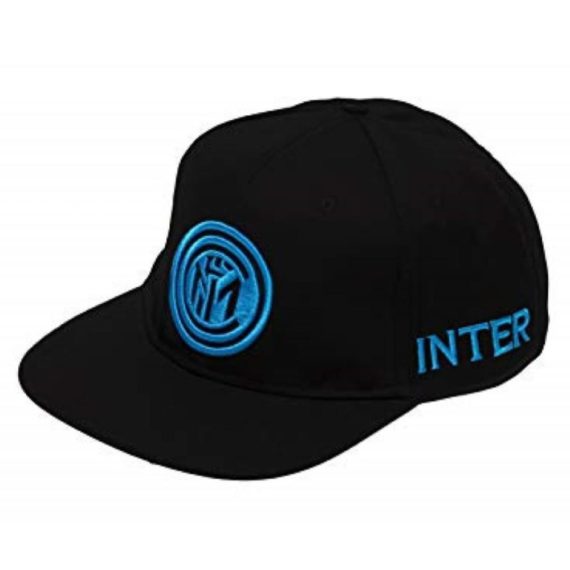 CAPPELLO INTER NERO CON VISIERA E LOGO AZZURRO