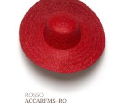 Cappello rafia tresse medio rosso
