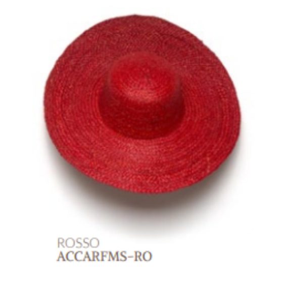 Cappello rafia tresse medio rosso