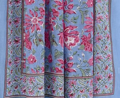 Sciarpa Maiun - fiori rosa fondo celeste