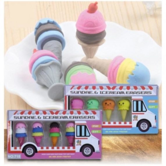 Set 4 gomme gelato blu