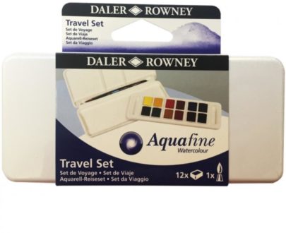 DALER-ROWNEY -ACQUERELLI AQUAFINE 1/2 GODET SCATOLA 12 COLORI TRAVEL SET IN PLASTICA - REF: D 131 900 001