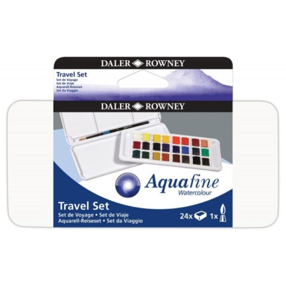 DALER ROWNEY-ACQUERELLI AQUAFINE - TRAVEL SET 24 ½ GODET + PENNELLO - REF: D 131 900 102