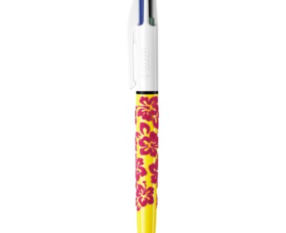 Penna sfera a scatto 4 colori Velours Gialla - Bic