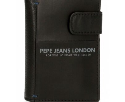 PORTACARTE MECCANICO PEPE JEANS - PJL CUTTED - NERO CON LOGO BIANCO