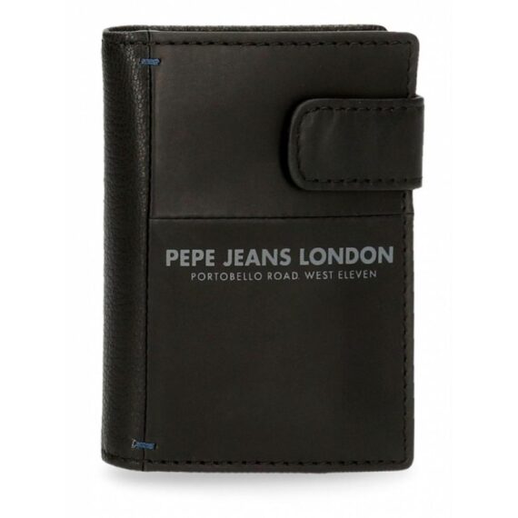 PORTACARTE MECCANICO PEPE JEANS - PJL CUTTED - NERO CON LOGO BIANCO