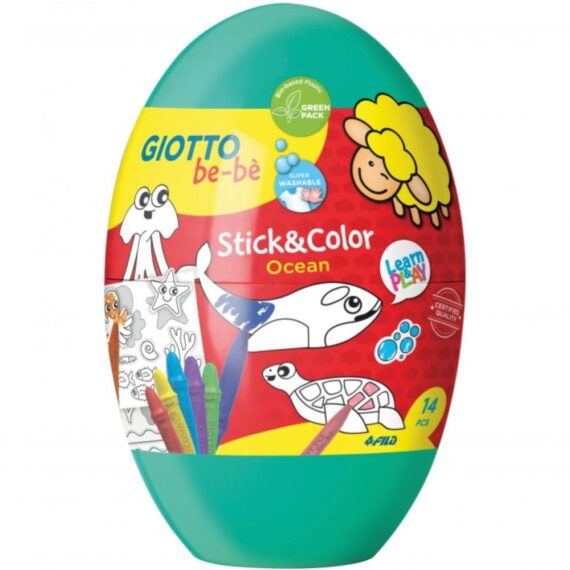 Set uovo Stick&Color - 14 pezzi - Giotto bebè - Ocean/Rainforest/North Pole