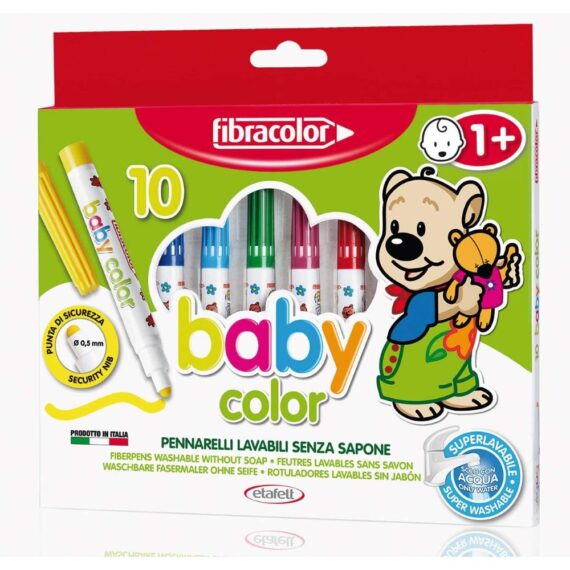 Pennarelli Baby Color - Confezione 10 colori - superlavabili solo con acqua