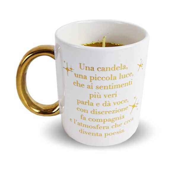 Tazza con candela e frase