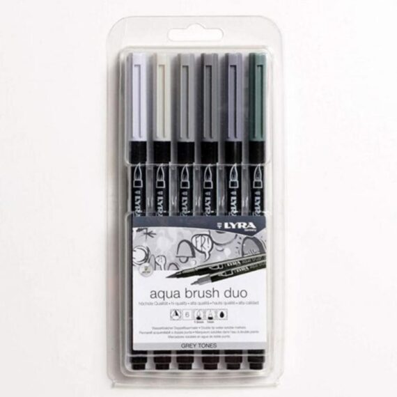 Set 6 colori - Pennarello doppia punta acqua brush duo (GREY TONES)