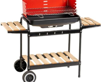 Barbecue Legno Rettangolare C/Ripiani