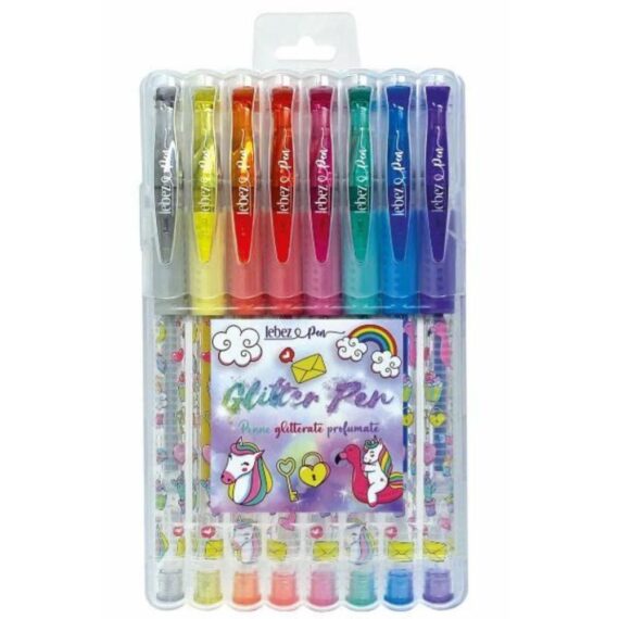 SET 8PZ PENNE GEL GLITTER