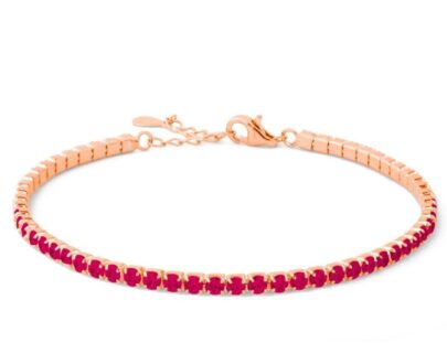 BRACCIALE TENNIS ARGENTO 925 - MAGENTA/ORO ROSA