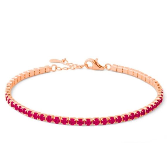 BRACCIALE TENNIS ARGENTO 925 - MAGENTA/ORO ROSA