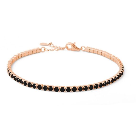 BRACCIALE TENNIS ARGENTO 925 - NERO/ORO ROSA