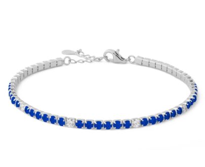 BRACCIALE TENNIS ARGENTO 925 - BLU E BIANCO