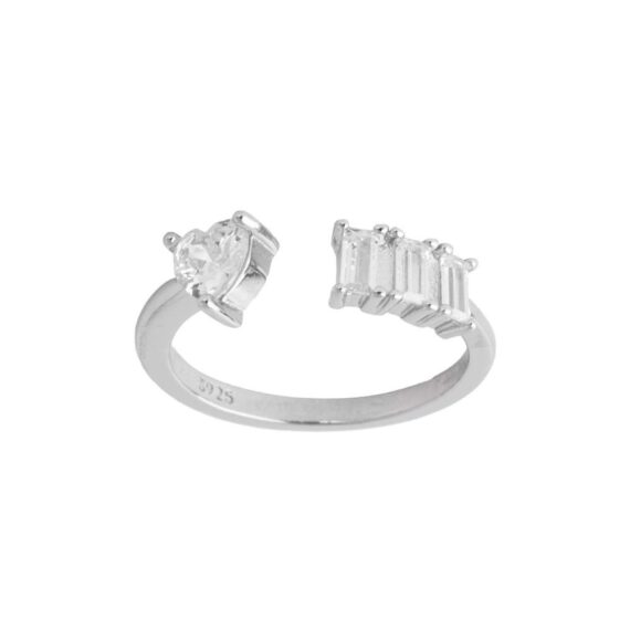 ANELLO CUORE CON ZIRCONE ARGENTO 925 - BIANCO