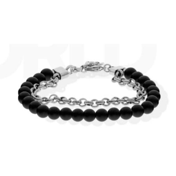 BRACCIALE CON PIETRE NATURALI - NERO