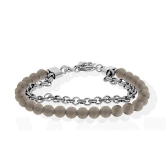 BRACCIALE CON PIETRE NATURALI - GRIGIO