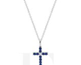 GIROCOLLO CROCE CON PUNTI LUCE - ARGENTO 925 - ARGENTO/BLU