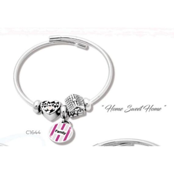 BRACCIALE IN ACCIAIO CON CHARM - HOME SWEET HOME