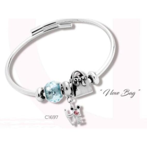 BRACCIALE IN ACCIAIO CON CHARM - I LOVE BAG