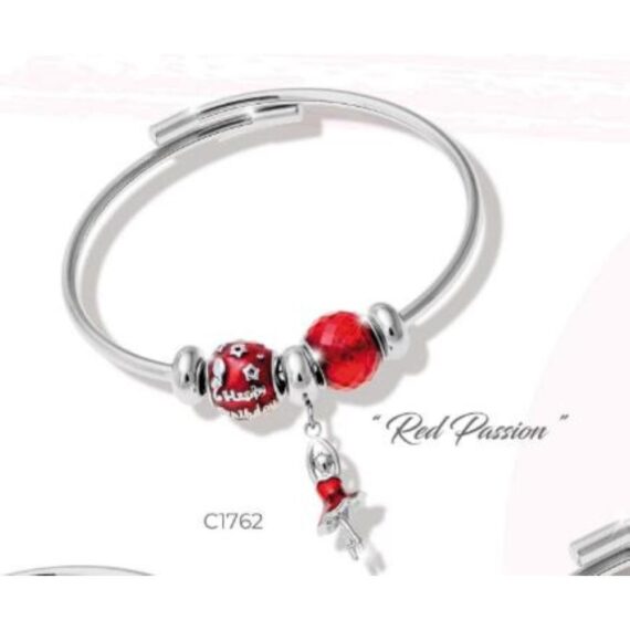 BRACCIALE IN ACCIAIO CON CHARM - RED PASSION