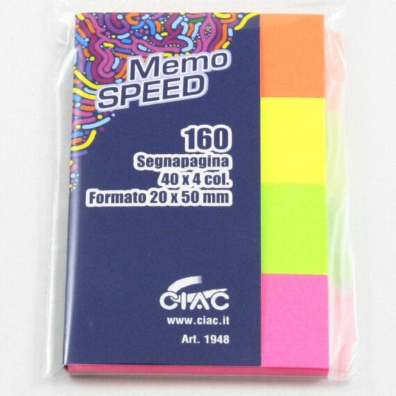 SEGNAPAGINA 20X50MM 4 COLORI FLUO 160PZ CIAC