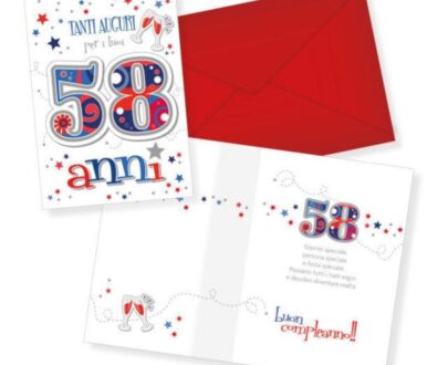 Biglietto di auguri - 58 Anni - Rosso