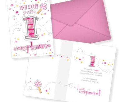 Biglietto di auguri - 1 Anno - Rosa