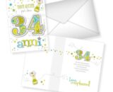Biglietto di auguri - 34 Anni - Bianco