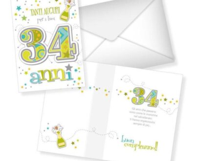 Biglietto di auguri - 34 Anni - Bianco