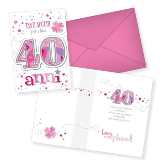 Biglietto di auguri - 40 Anni - Rosa