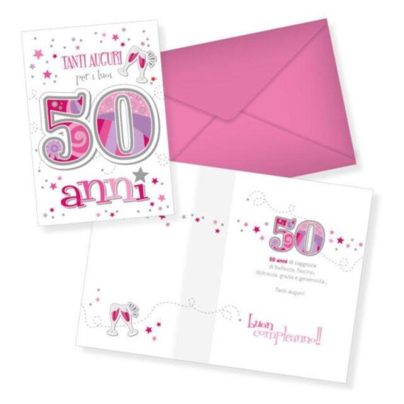 Biglietto di auguri - 50 Anni - Rosa