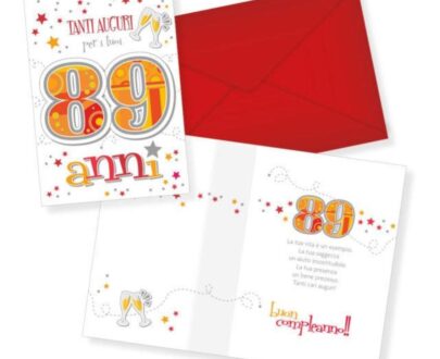 Biglietto di auguri - 89 Anni - Rosso